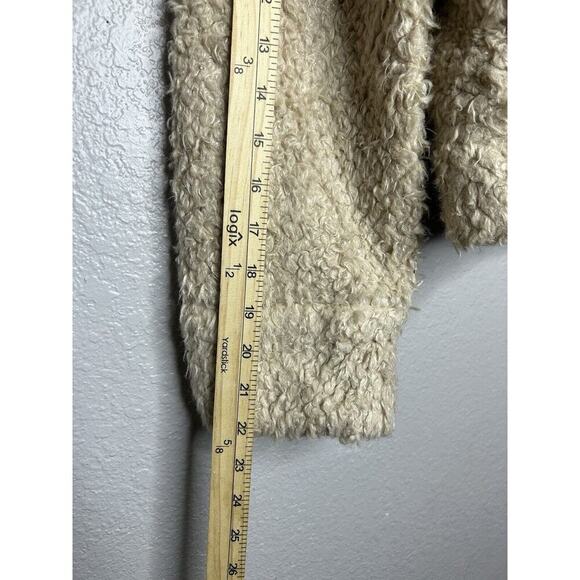 Faherty Timber Ridge Sherpa Fleece Beige Teddy Bear Style Button Jacket Medium - Picture 3 of 10